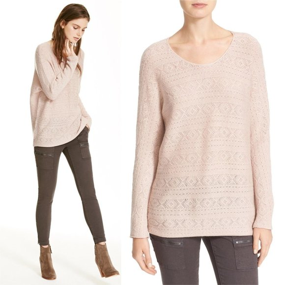 JOIE Cashmere Wool Pointelle Dolman Sweater in Pink - Picture 1 of 8